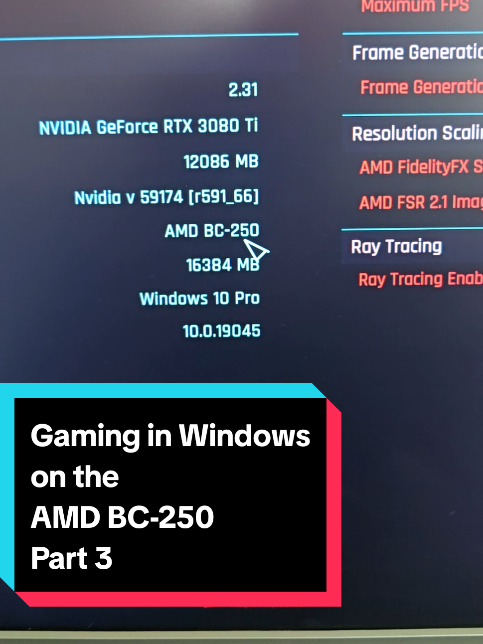 AMD BC-250 with external GPU running Windows